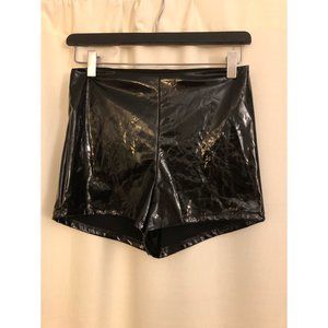 Black, High-Waisted, Vinyl Shorts